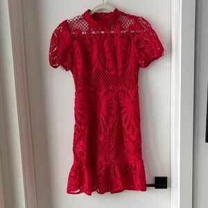 SHEIN Red Lace Dress